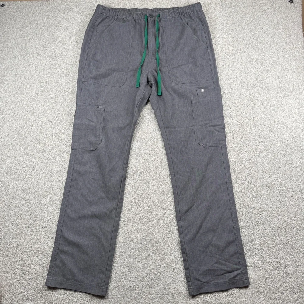 FIGS Scrub Pants Mens Medium Gray Technical Collection TM3001 Cargo Drawstring